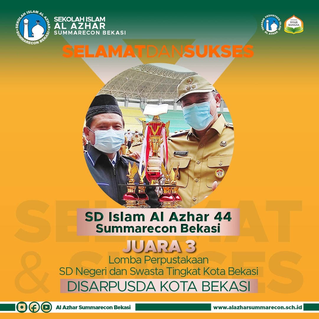Perpustakaan SD Islam Al Azhar 44 Summarecon Bekasi berhasil memenangkan gelar Juara III Perpustakaan SD Negeri dan Swasta Tingkat Kota Bekasi Tahun 2021